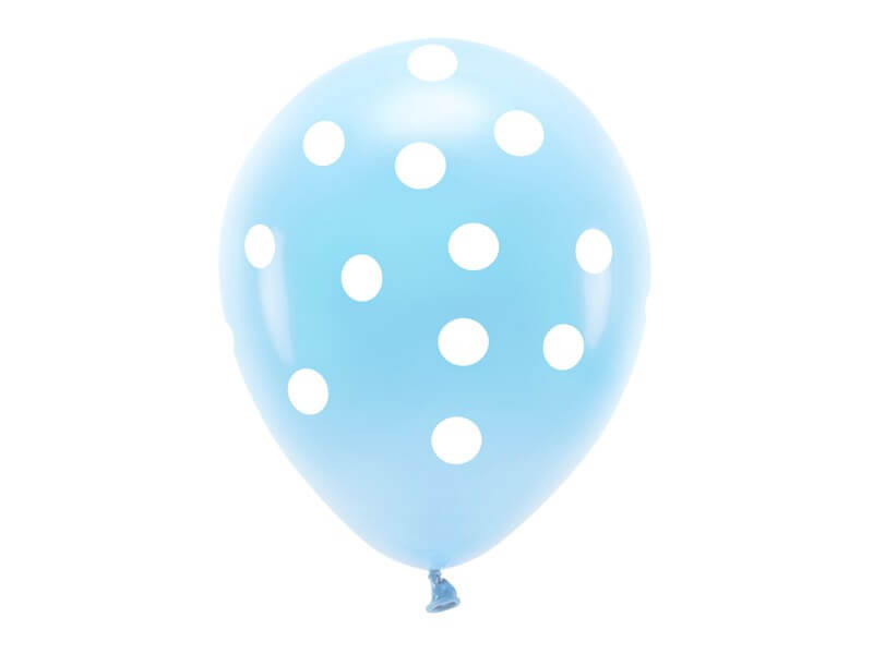 Lot 6 Ballons - Bleu à Pois blanc - 100% BIODÉGRADABLE