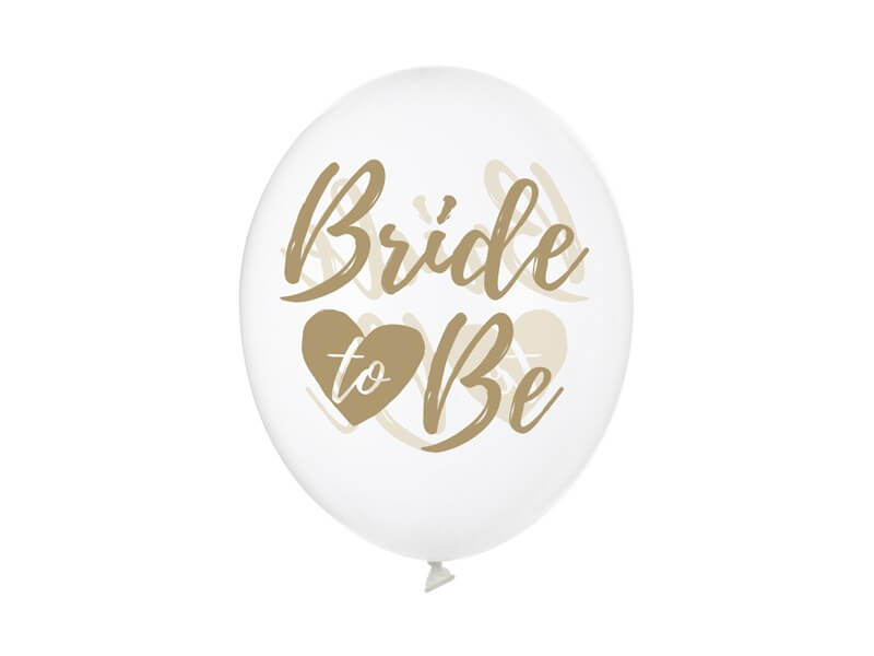 6 Ballons transparents avec inscription BRIDE TO BE Or 