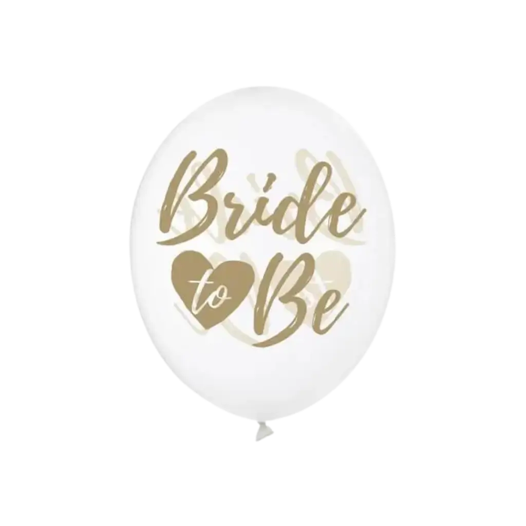 6 palloncini trasparenti con scritta BRIDE TO BE Gold - Sparklers Club