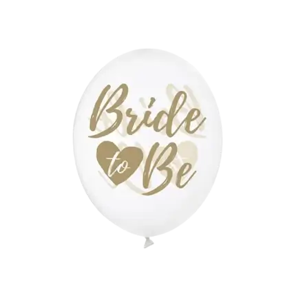 6 Ballons transparents avec inscription BRIDE TO BE Or 