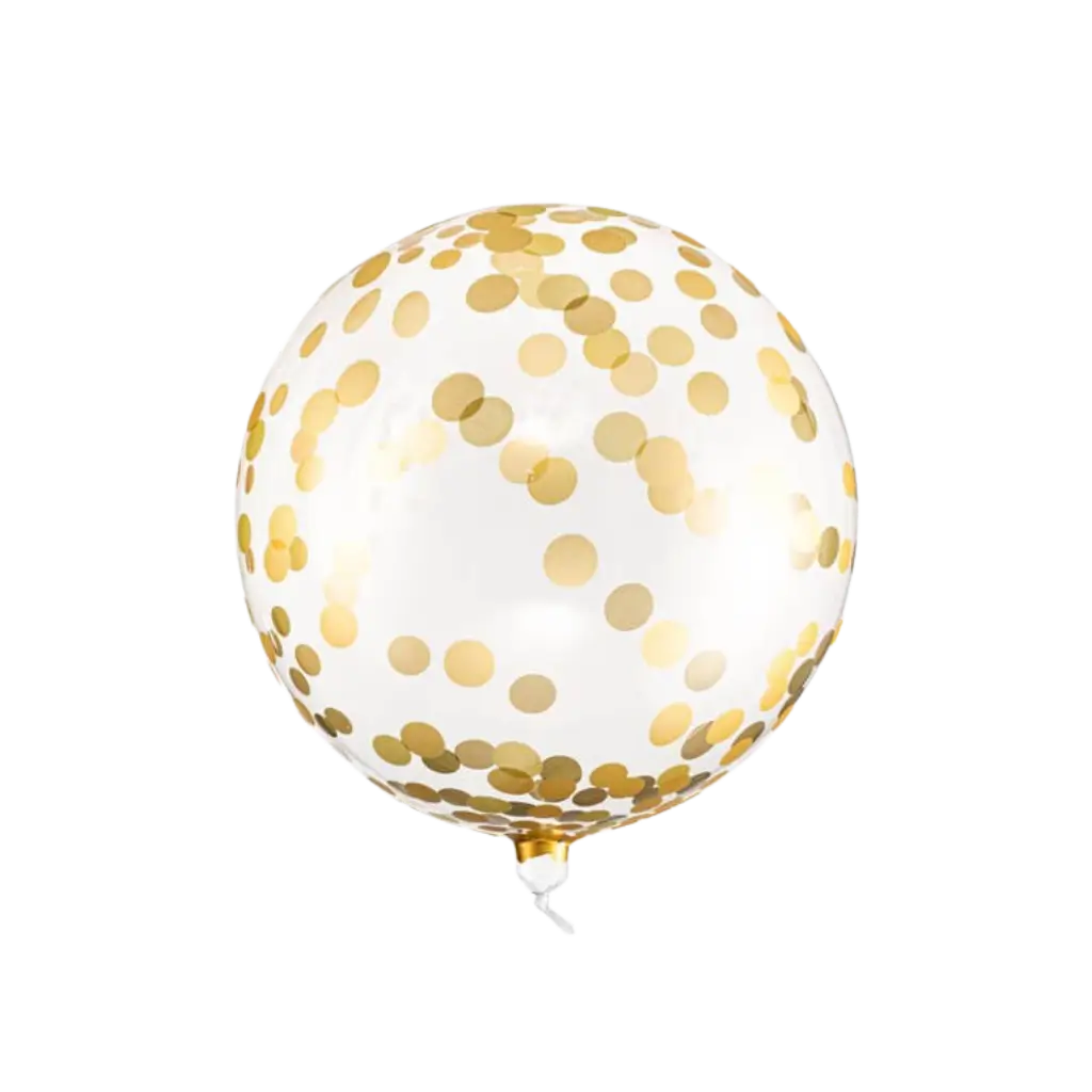Ballon Mylar - Transparent avec confettis Or - 40cm