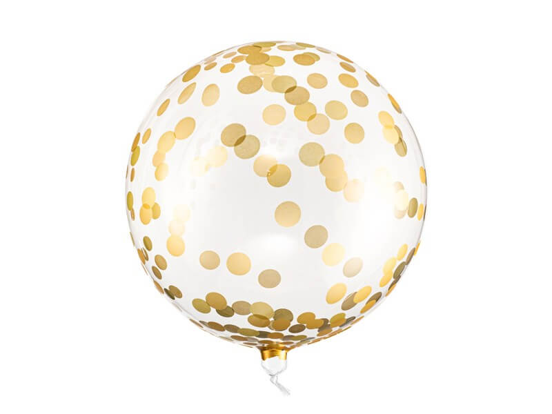 Ballon Mylar - Transparent avec Pois Or - 40cm