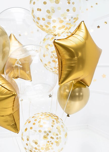 Ballon Mylar - Transparent avec Pois Or - 40cm