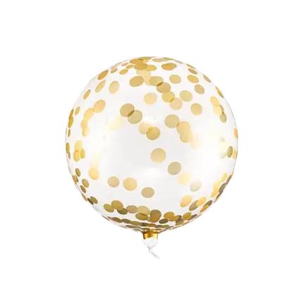 Ballon Mylar - Transparent avec confettis Or - 40cm