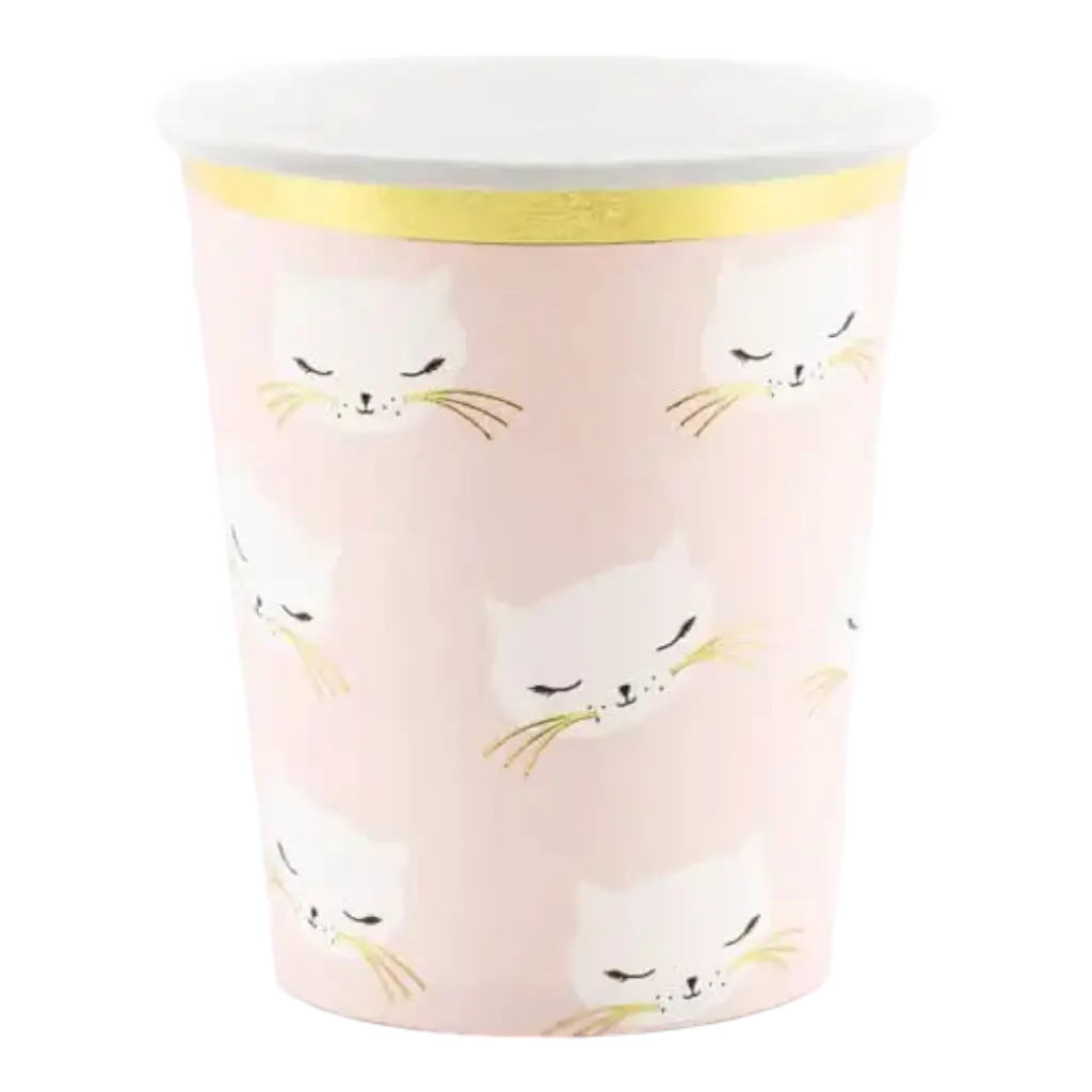 Lot de 6 Gobelets - Rose Clair - Tête Chaton - 20cl