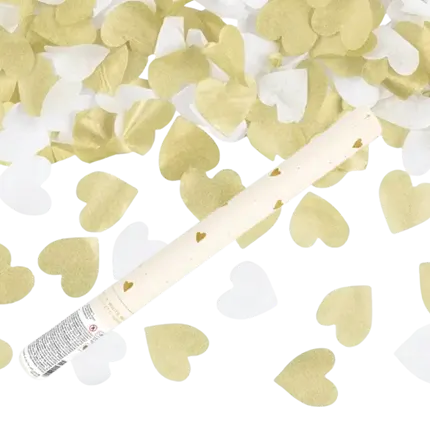 Canon à confettis papillon blanc 40 cm