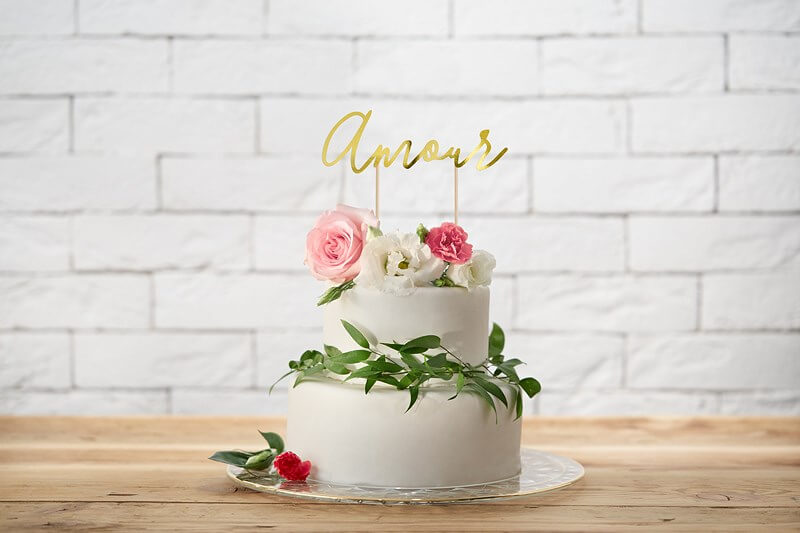 Décoration Gâteau "Amour", or, 22.5cm