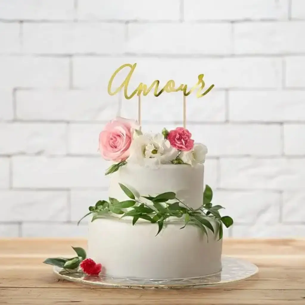 Décoration Gâteau Amour, or, 22.5cm
