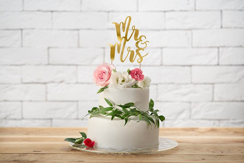 Décoration Gâteau "Mr & Mrs", or, 25.5cm