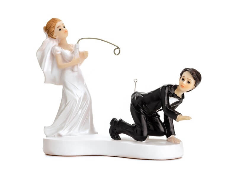 Figurine mariage couple avec canne à pêche Figurine mariage sur