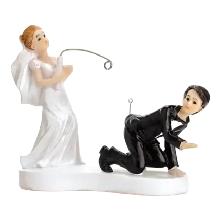Figurine mariage couple avec canne à pêche 