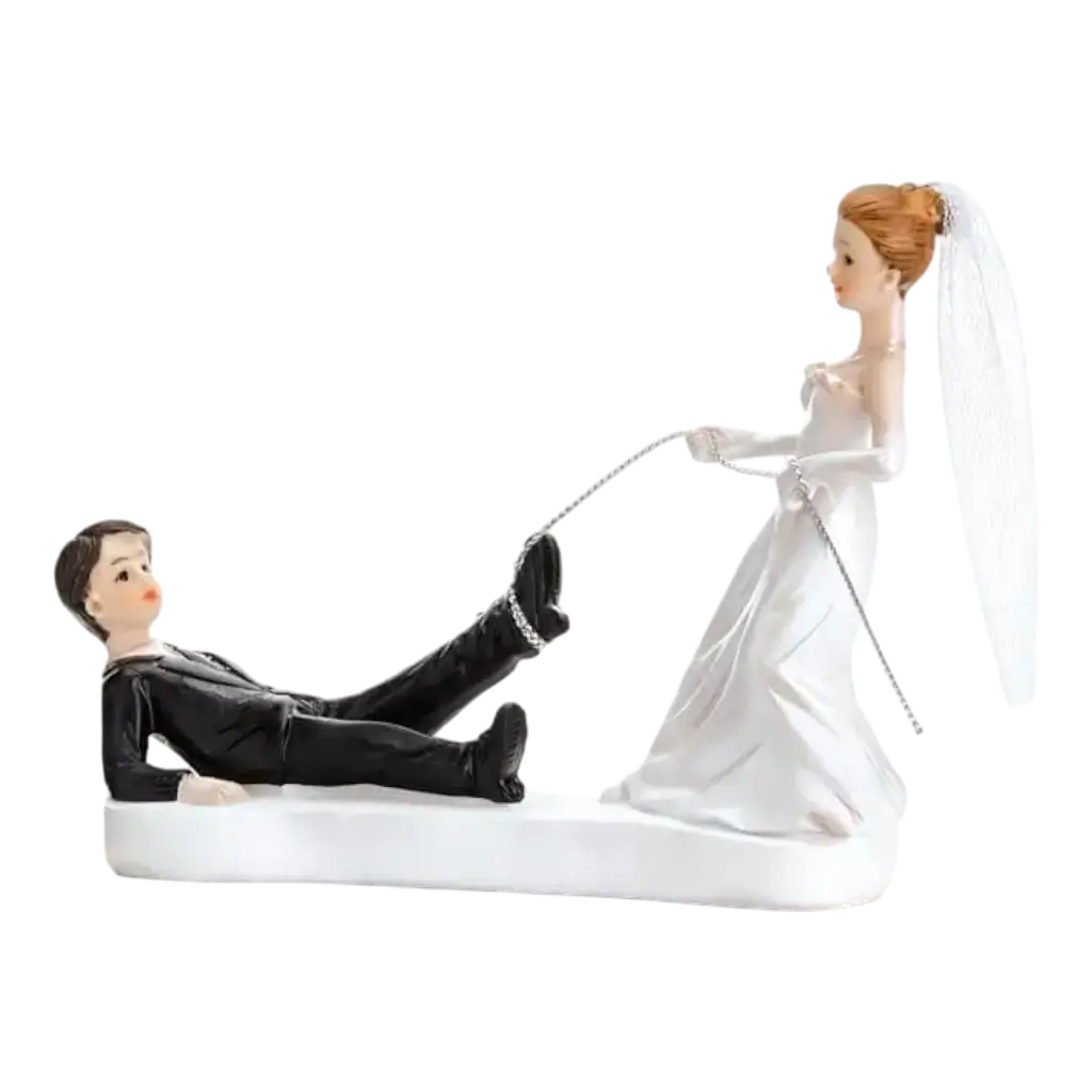 Figurine mariage couple avec corde au pied 