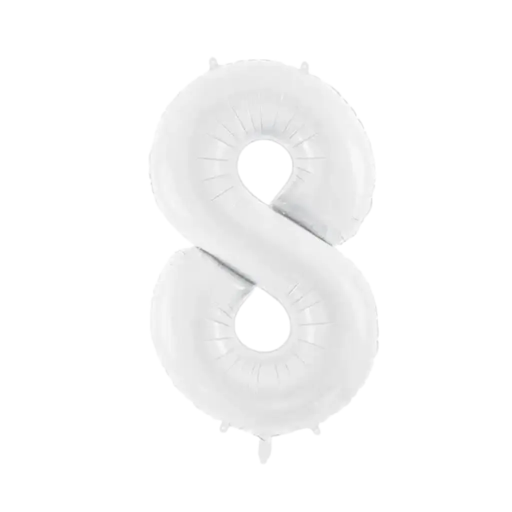 Ballon anniversaire chiffre 8 Blanc 86 cm