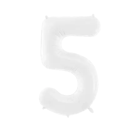 Ballon anniversaire chiffre 5 Blanc 86 cm