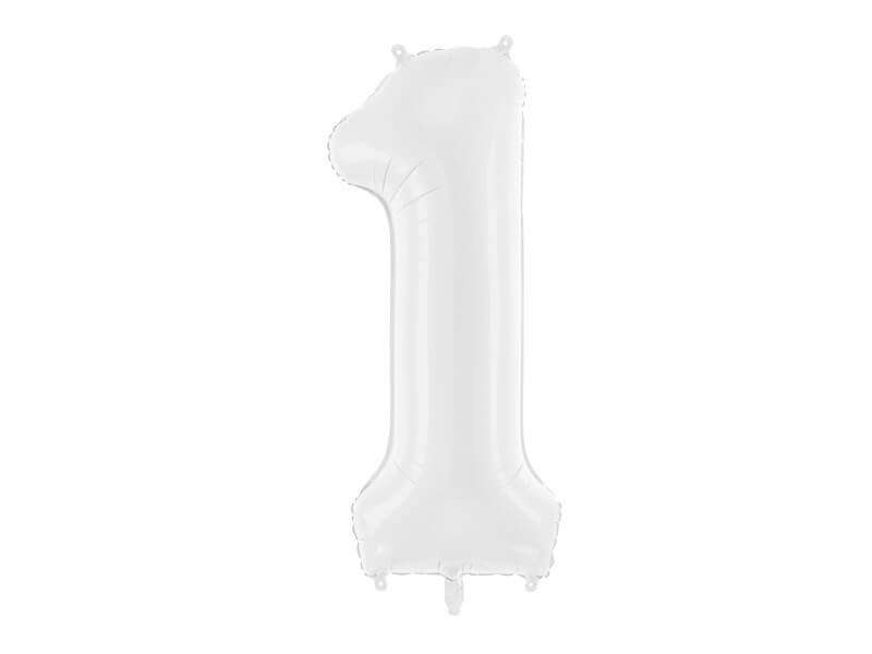 Ballon anniversaire chiffre 1 Blanc 86 cm