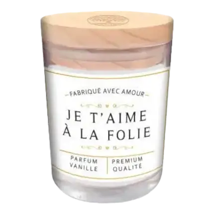 Bougie en Verre je t'aime à la folie Blanc - Vanille