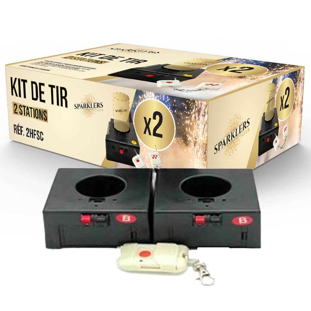 Kit de tir 2 stations + 1 télécommande pour jets de scène 