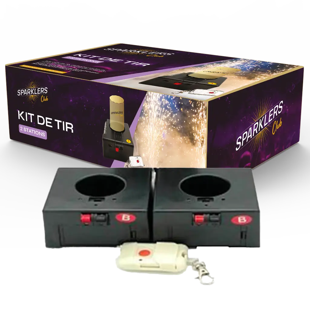 Kit de tir 2 stations + 1 télécommande pour jets de scène 