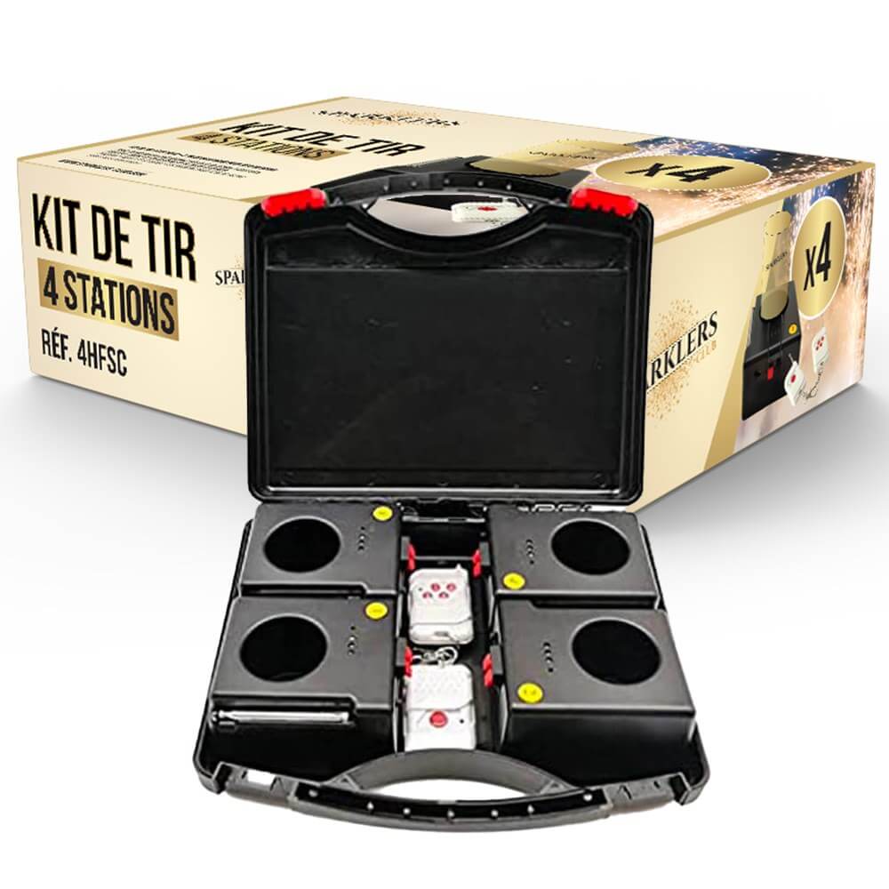 Kit de tir 4 stations + 2 télécommandes pour jets de scène 