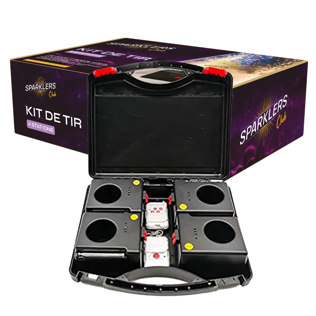 Kit de tir 4 stations + 2 télécommandes pour jets de scène 