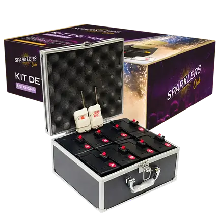 Kit de tir 8 stations + 2 télécommandes pour jets de scène 