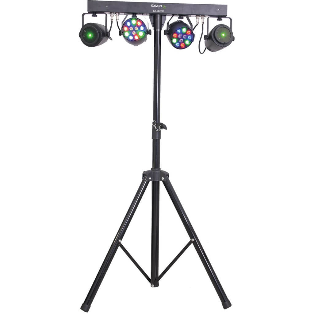 Support de lumière 2 PAR LED RGBW + 2 LASERS Rouge & Vert