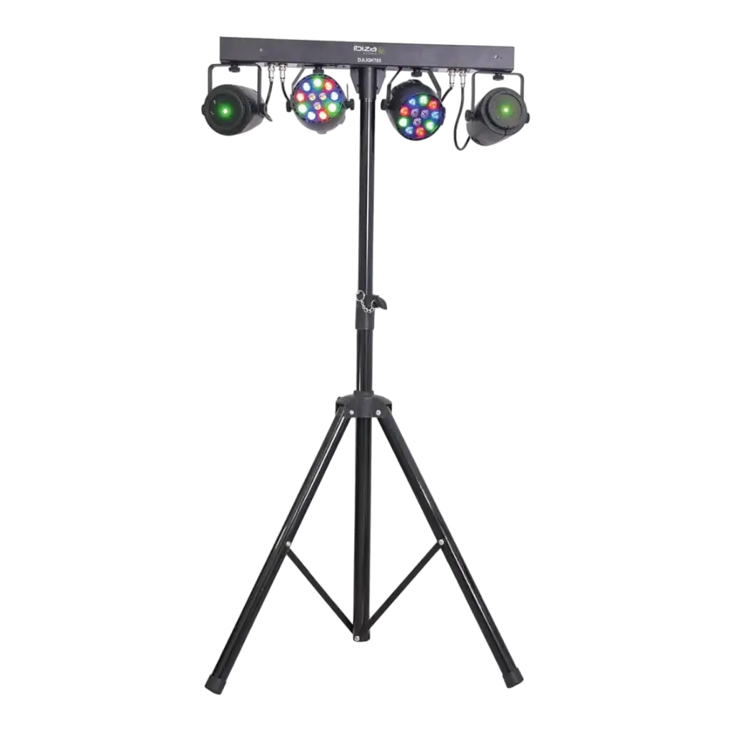 Support de lumière 2 PAR LED RGBW + 2 LASERS Rouge &amp; Vert