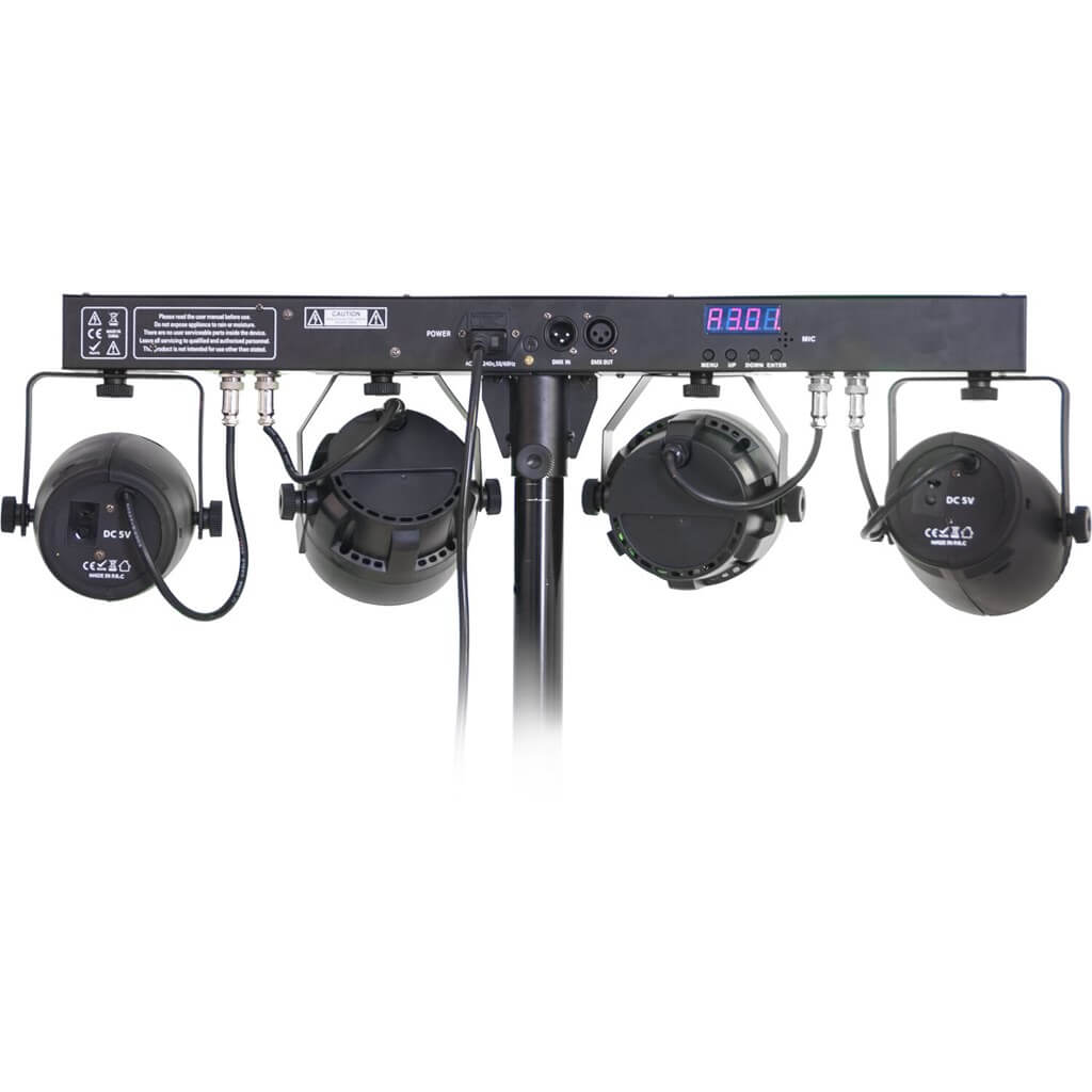 Support de lumière 2 PAR LED RGBW + 2 LASERS Rouge & Vert