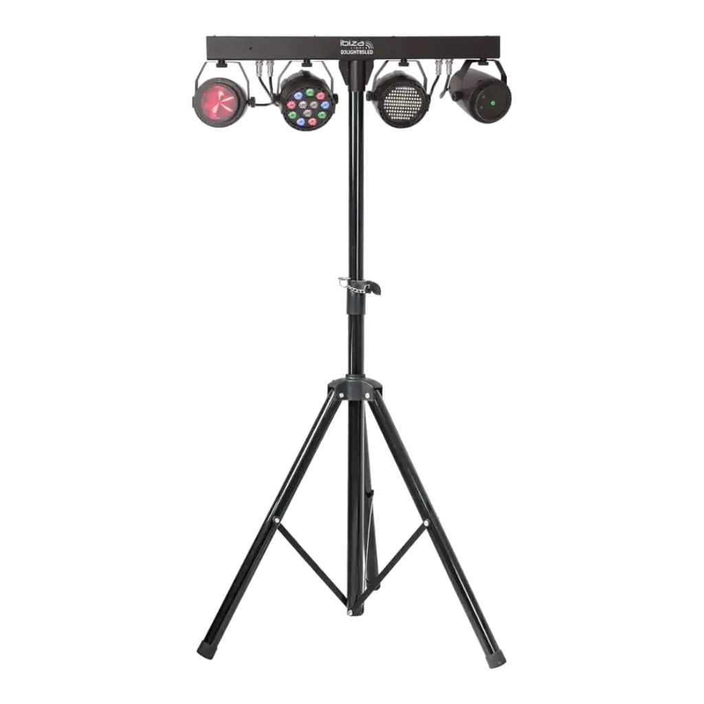 Support de lumière 4 en 1 avec PAR LED, Strobo, Moon &amp; Laser