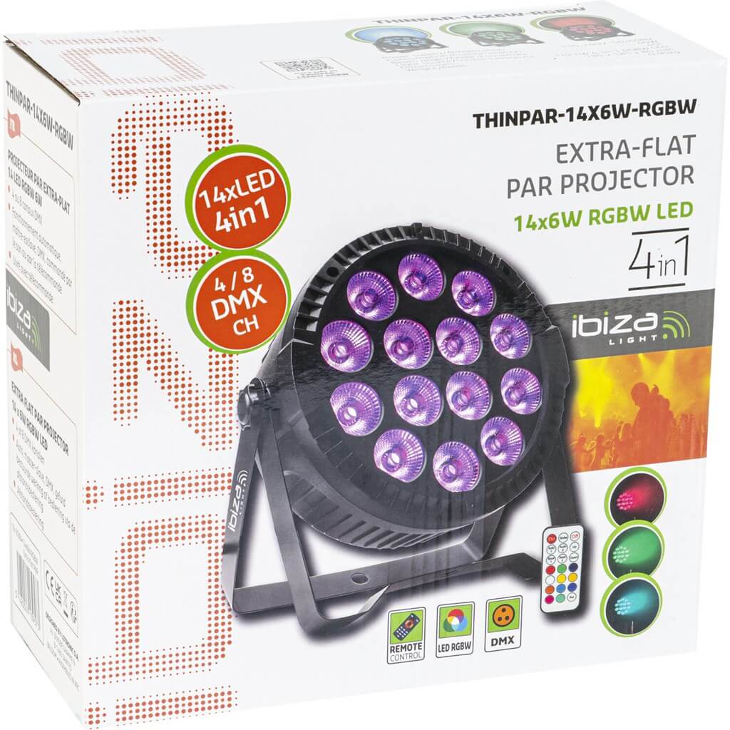 Projecteur PAR LED Extra plat 14x6W RGBW
