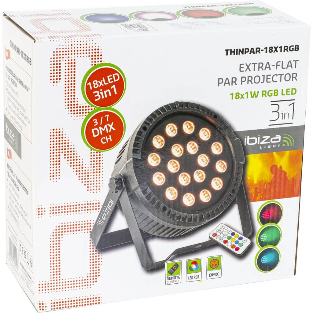 Projecteur PAR LED Extra plat 18x1W RGB