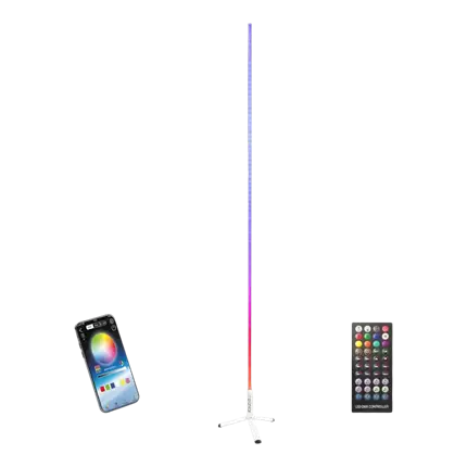 Tube Lumineux LED RGB 150cm sur pied - Design Blanc
