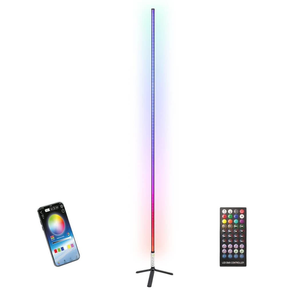 Tube Lumineux LED RGB 150cm sur pied - Design Noir
