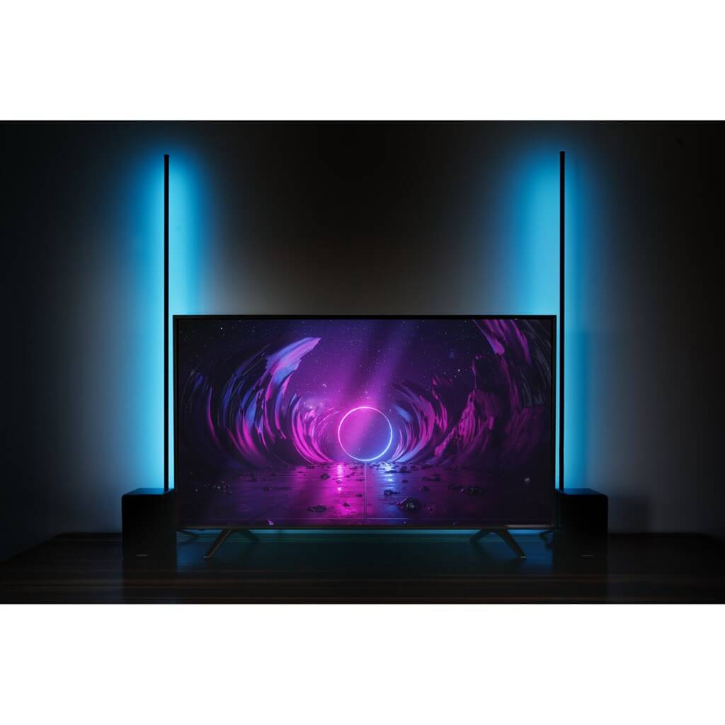 Tube Lumineux LED RGB 150cm sur pied - Design Noir