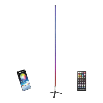 Tube Lumineux LED RGB 150cm sur pied - Design Noir