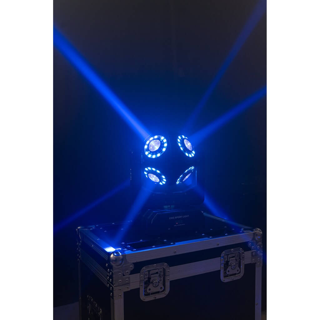 Lyre LED SATURNE 4-EN-1 avec 8 anneaux RGBW