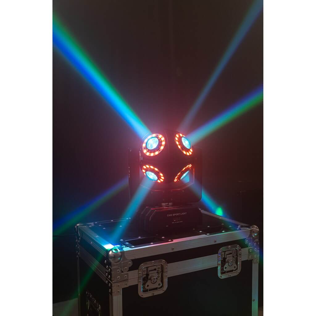 Lyre LED SATURNE 4-EN-1 avec 8 anneaux RGBW
