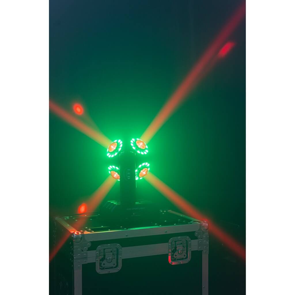 Lyre LED SATURNE 4-EN-1 avec 8 anneaux RGBW