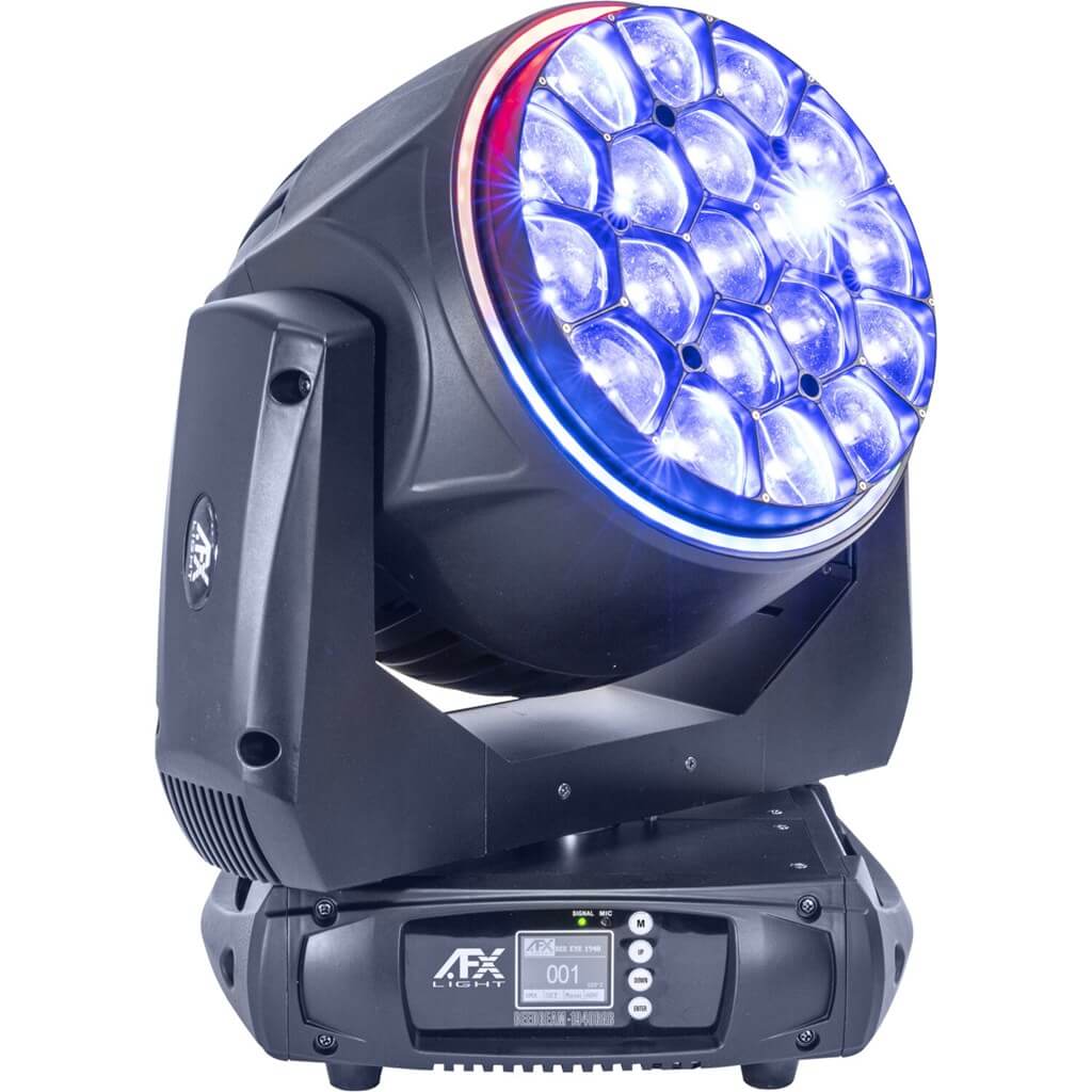 Lyre LED BEE EYE Wash/Zoom + Effets anneaux 19x40W RGBW 