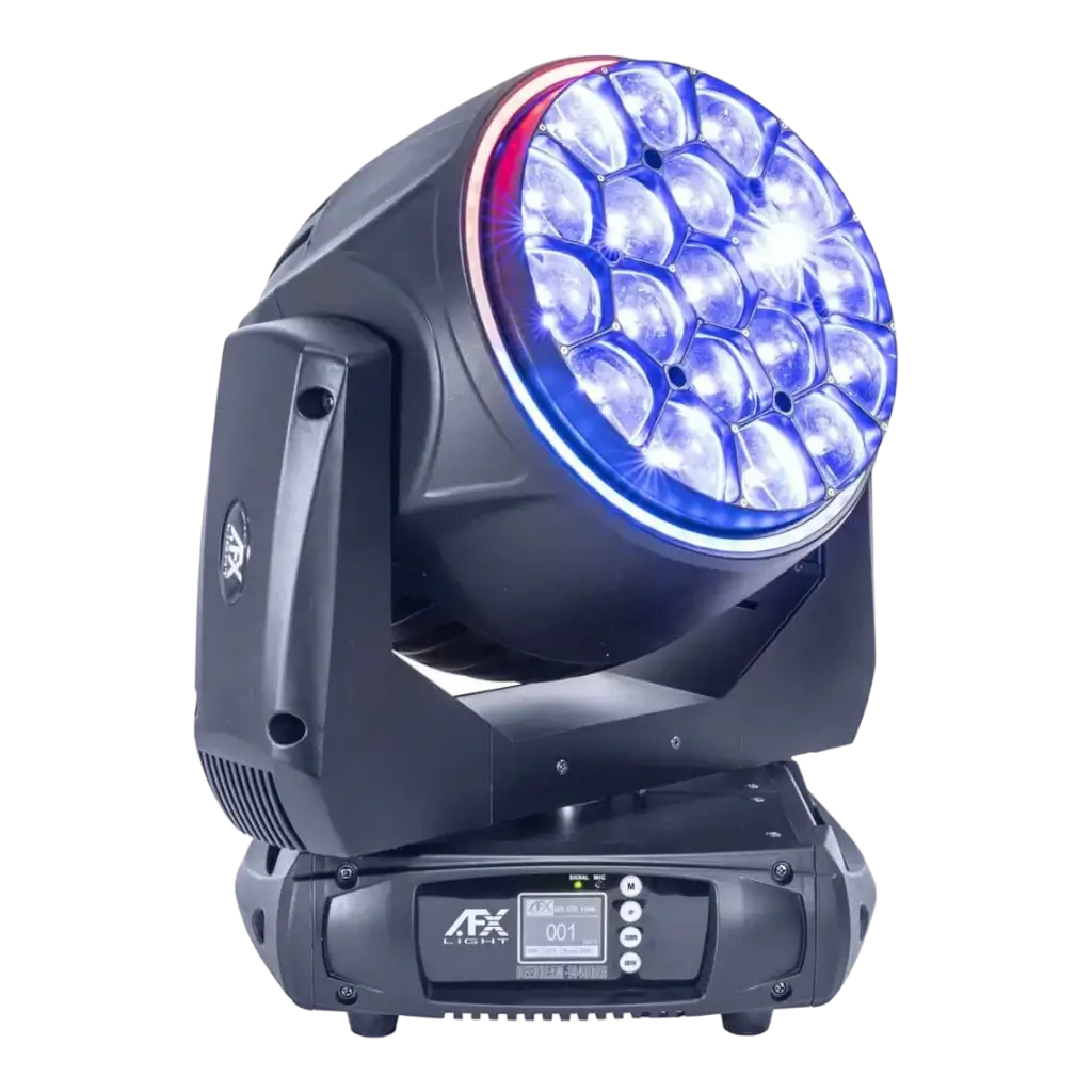 Lyre LED BEE EYE Wash/Zoom + Effets anneaux 19x40W RGBW 