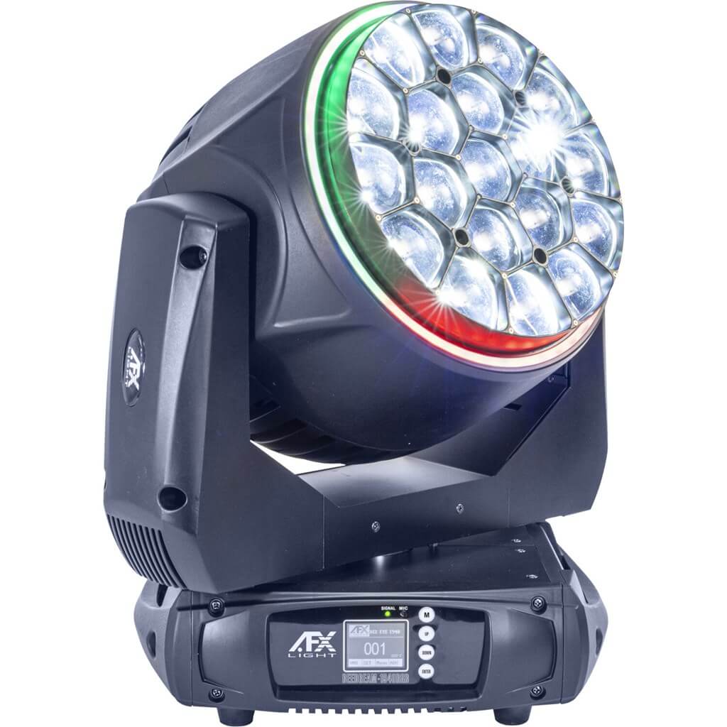 Lyre LED BEE EYE Wash/Zoom + Effets anneaux 19x40W RGBW 