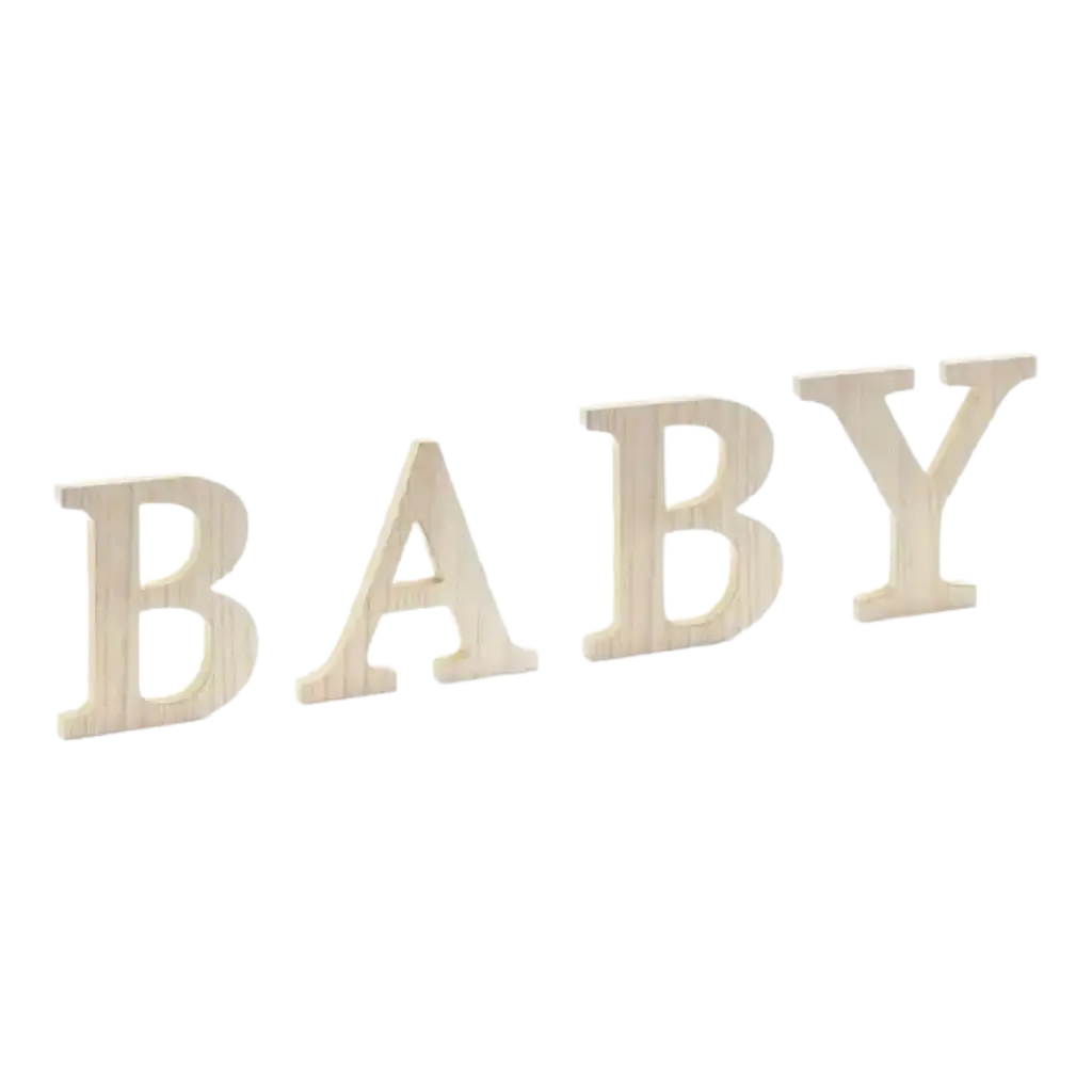 Panneau en Bois avec inscription BABY - 16,5 à 21,5x19,5cm