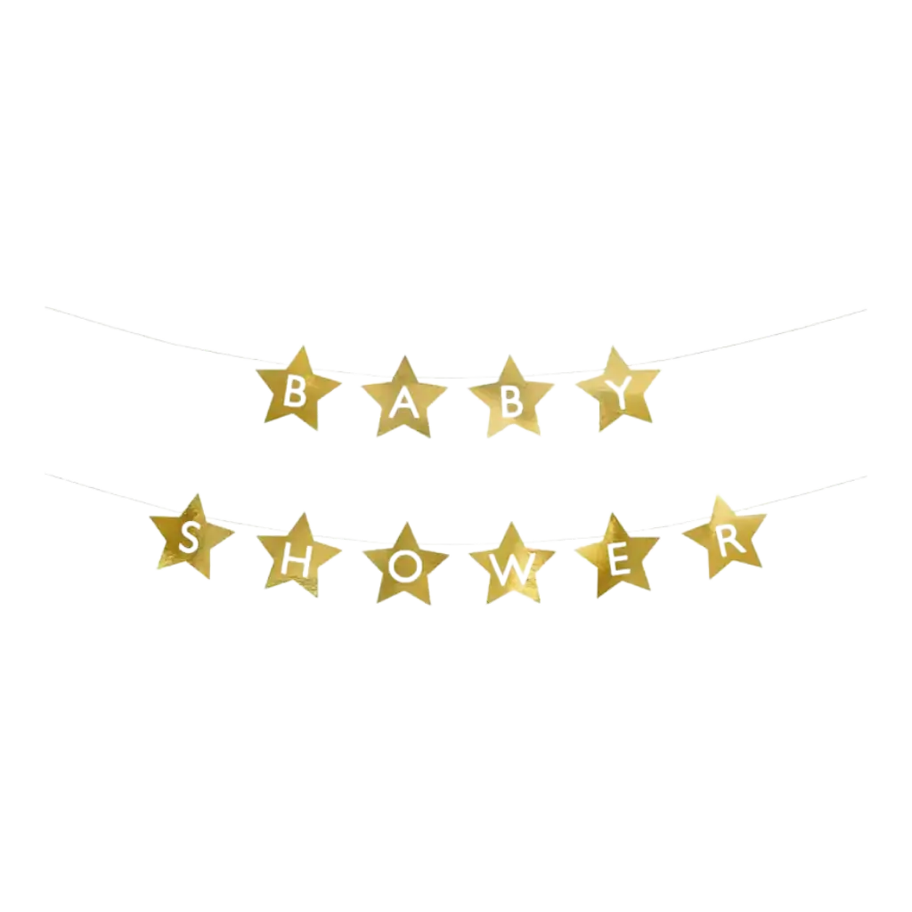 Guirlande Étoile en Or avec inscription BABY SHOWER - 3m