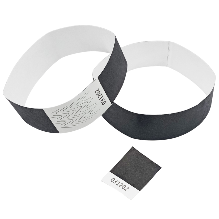 Bracelet Tyvek® Noir Papier Sans Marquage