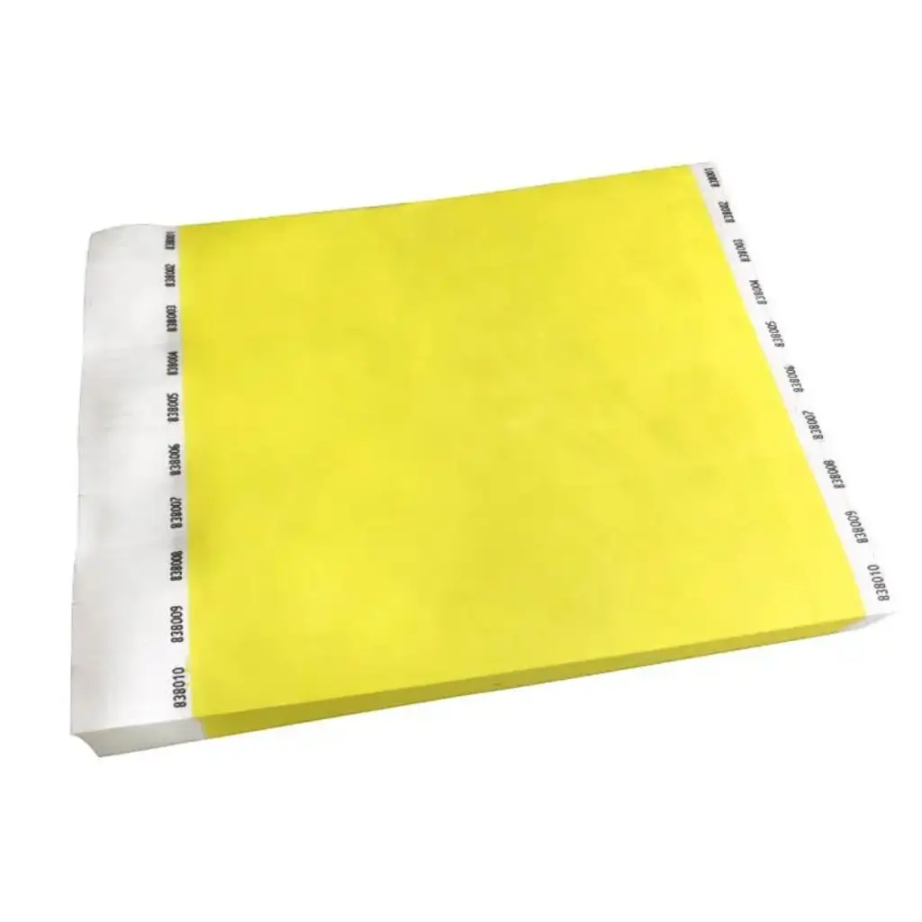 Bracelet Tyvek® Jaune Papier Sans Marquage