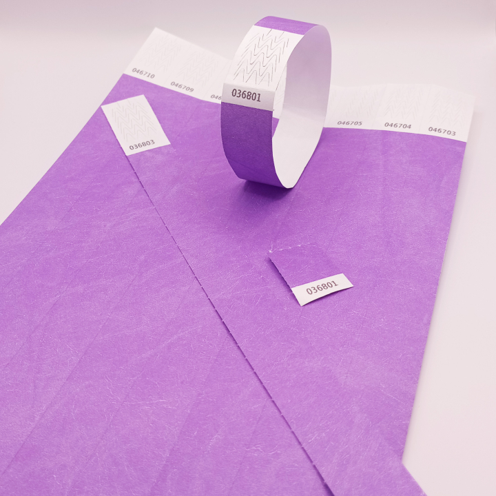 Bracelet Tyvek® Violet Papier Sans Marquage