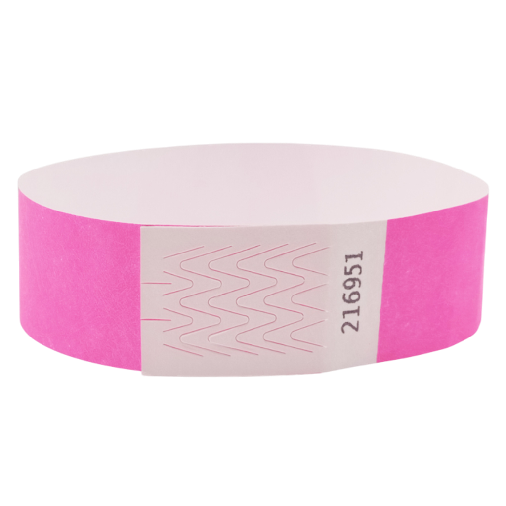 Bracelet Tyvek® Rose Fluo Papier Sans Marquage