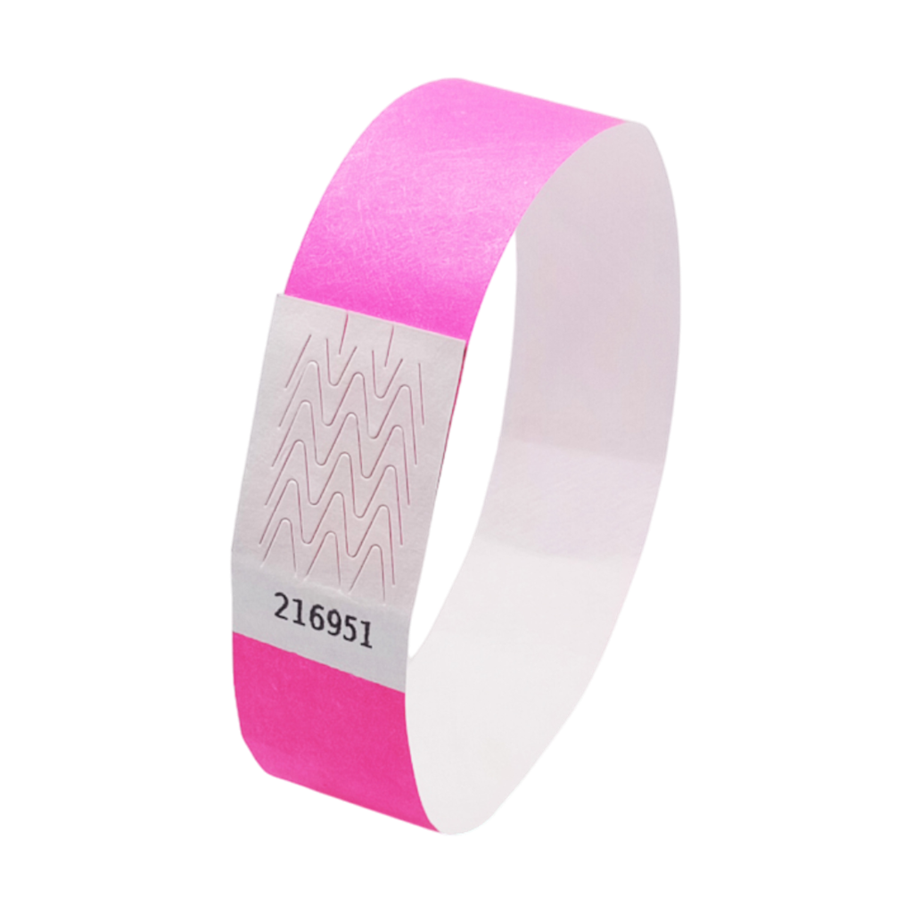 Bracelet Tyvek® Rose Fluo Papier Sans Marquage