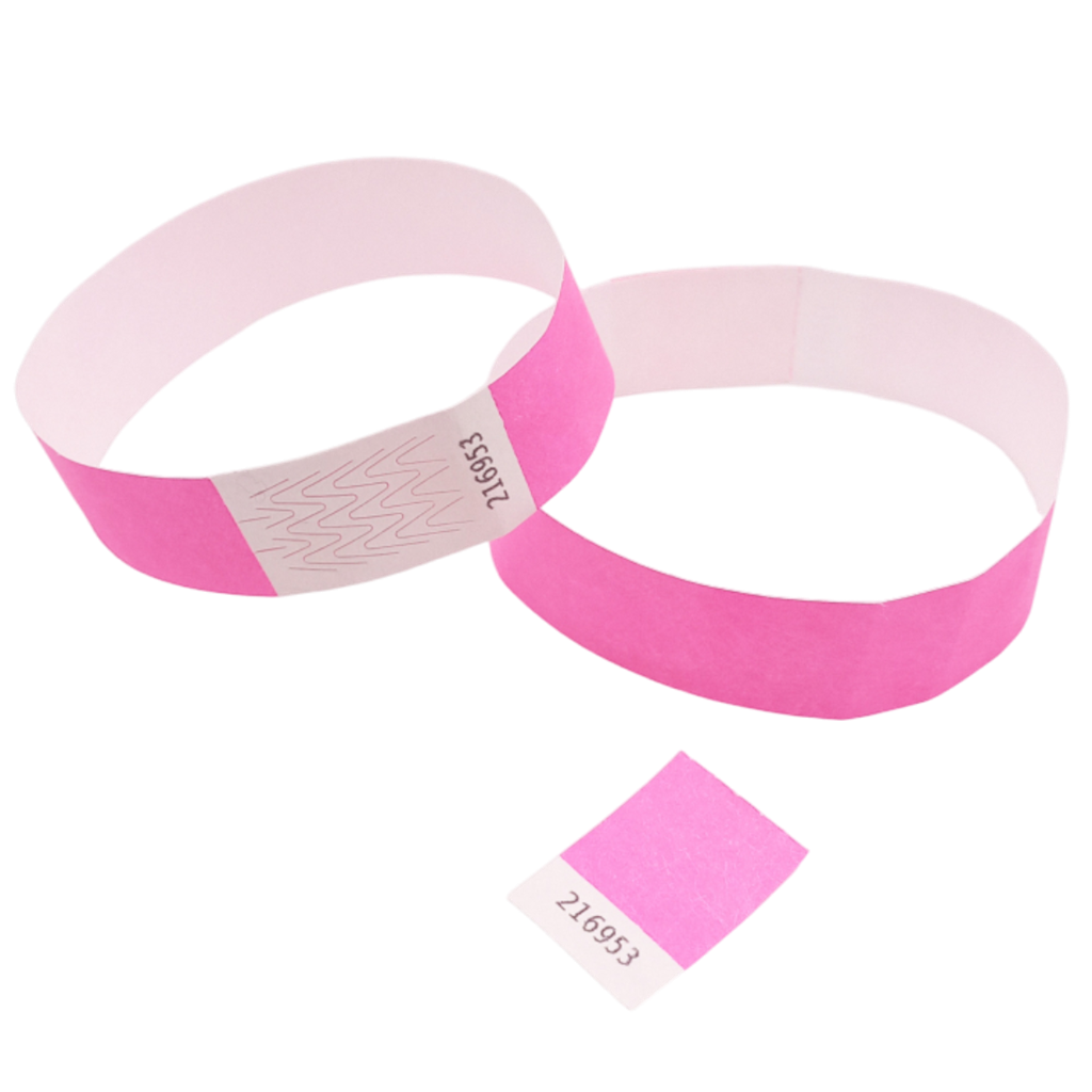 Bracelet Tyvek® Rose Fluo Papier Sans Marquage