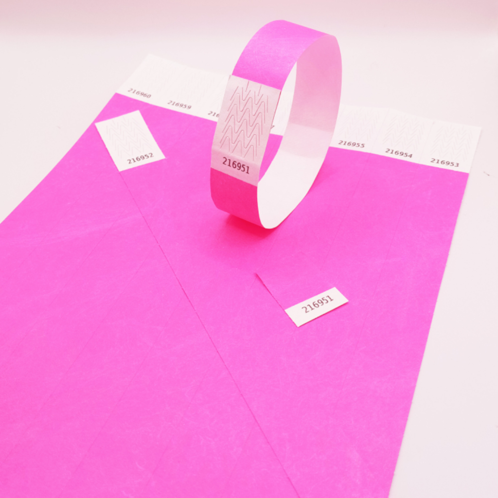 Bracelet Tyvek® Rose Fluo Papier Sans Marquage